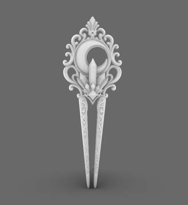Goth Moon Crystal Hair Fork