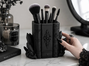 Goth Book Crystal Brush Organizer Pen Holder