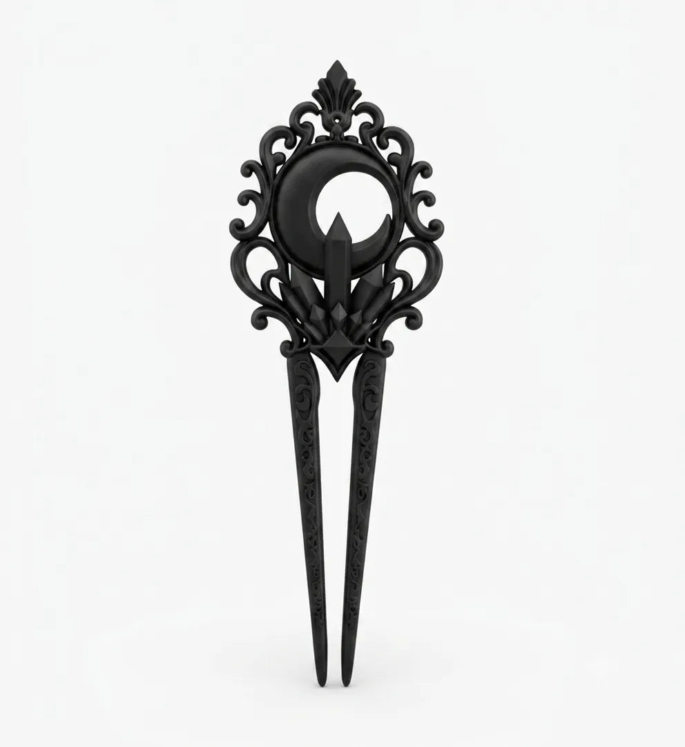 Goth Moon Crystal Hair Fork