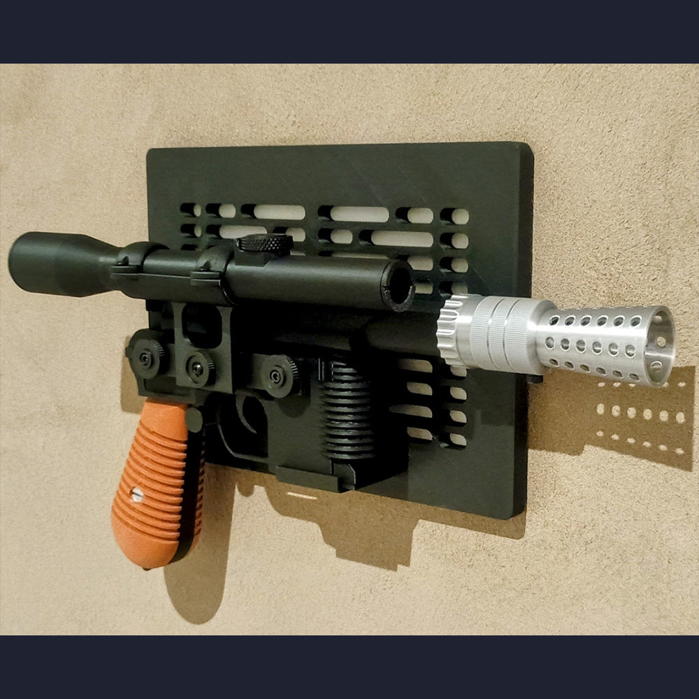 Han Solo DL-44 Blaster with Wall Mount 1:1 Scale 3D Printed Star Wars Cosplay