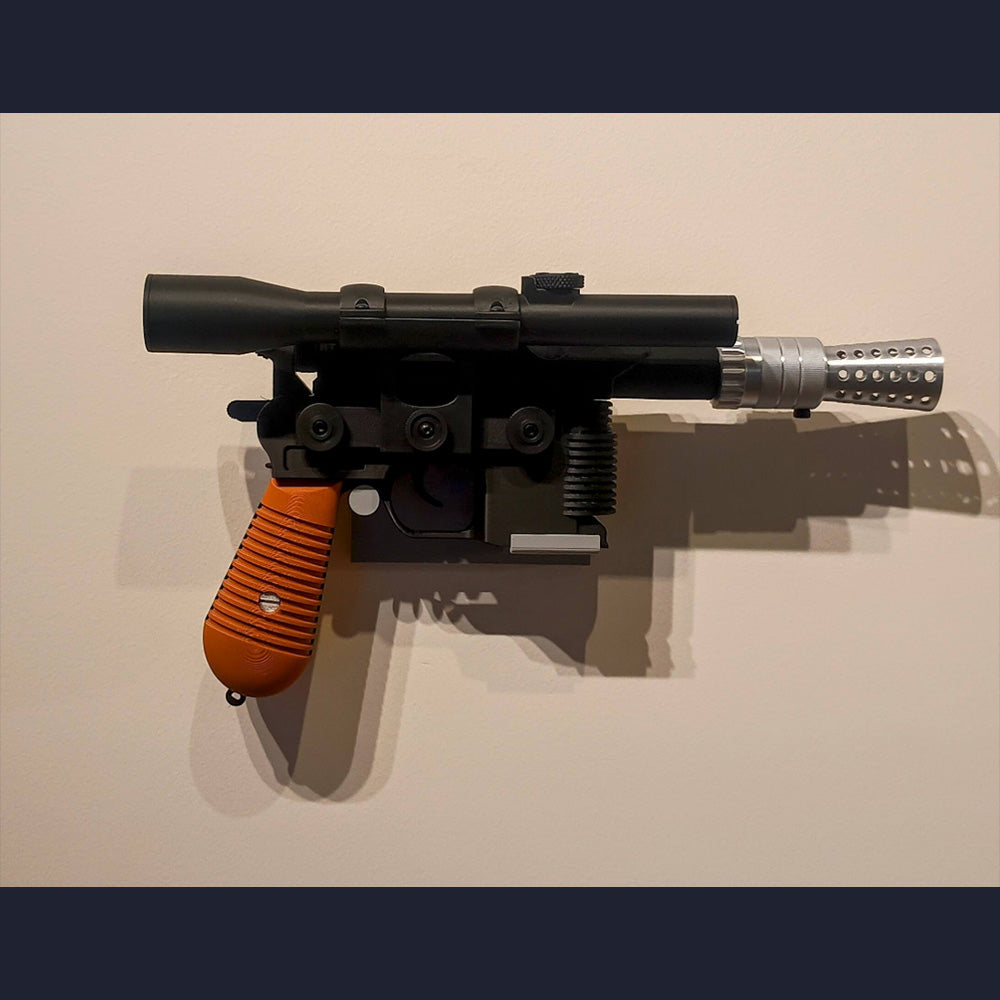 Han Solo DL-44 Blaster with Wall Mount 1:1 Scale 3D Printed Star Wars Cosplay