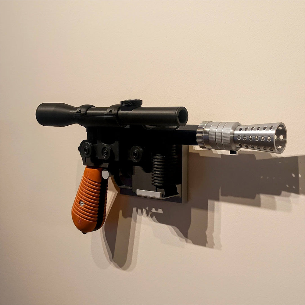 Han Solo DL-44 Blaster with Wall Mount 1:1 Scale 3D Printed Star Wars Cosplay