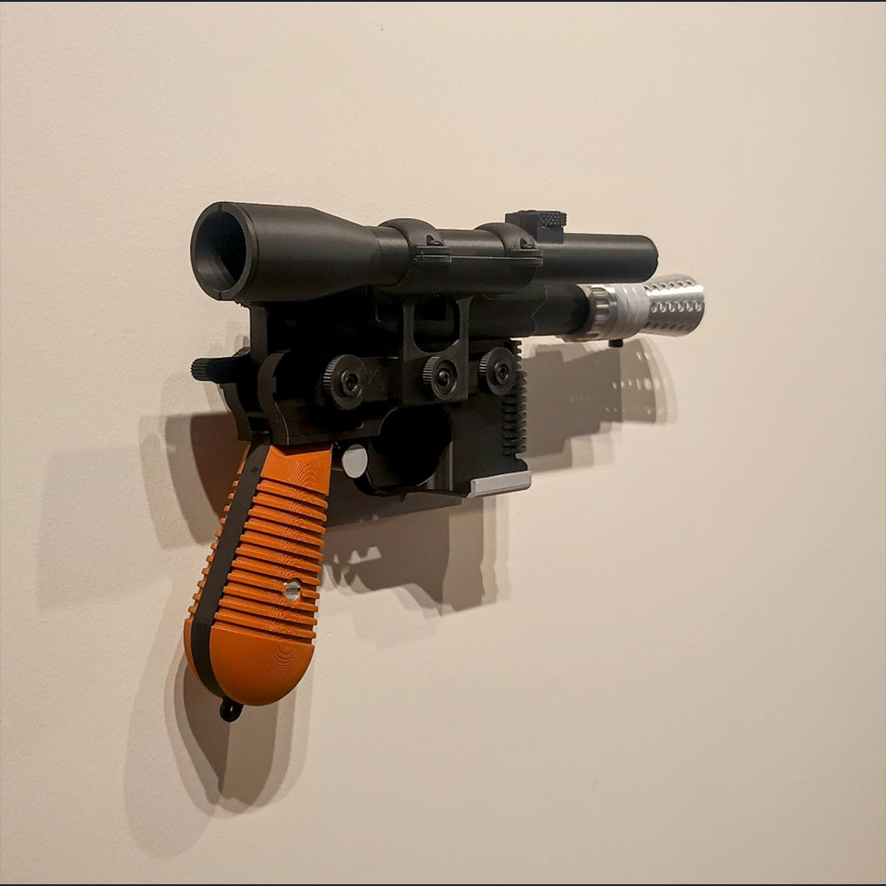 Han Solo DL-44 Blaster with Wall Mount 1:1 Scale 3D Printed Star Wars Cosplay