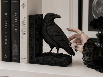 Goth Raven Baroque Bookend Set of 2 Left and Right