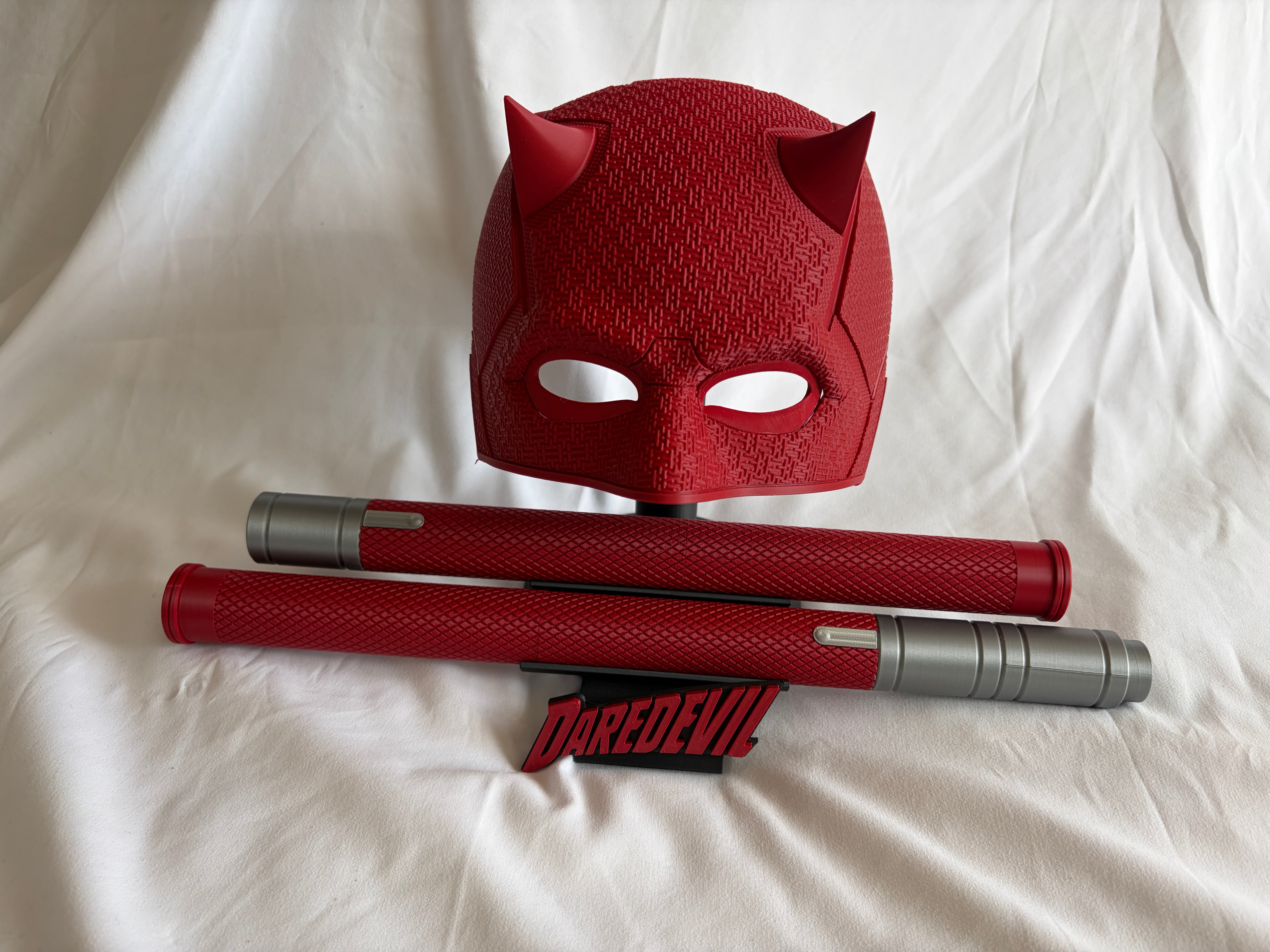 Daredevil Cowl & Billy Clubs Life Size Display 1:1 3D Printed