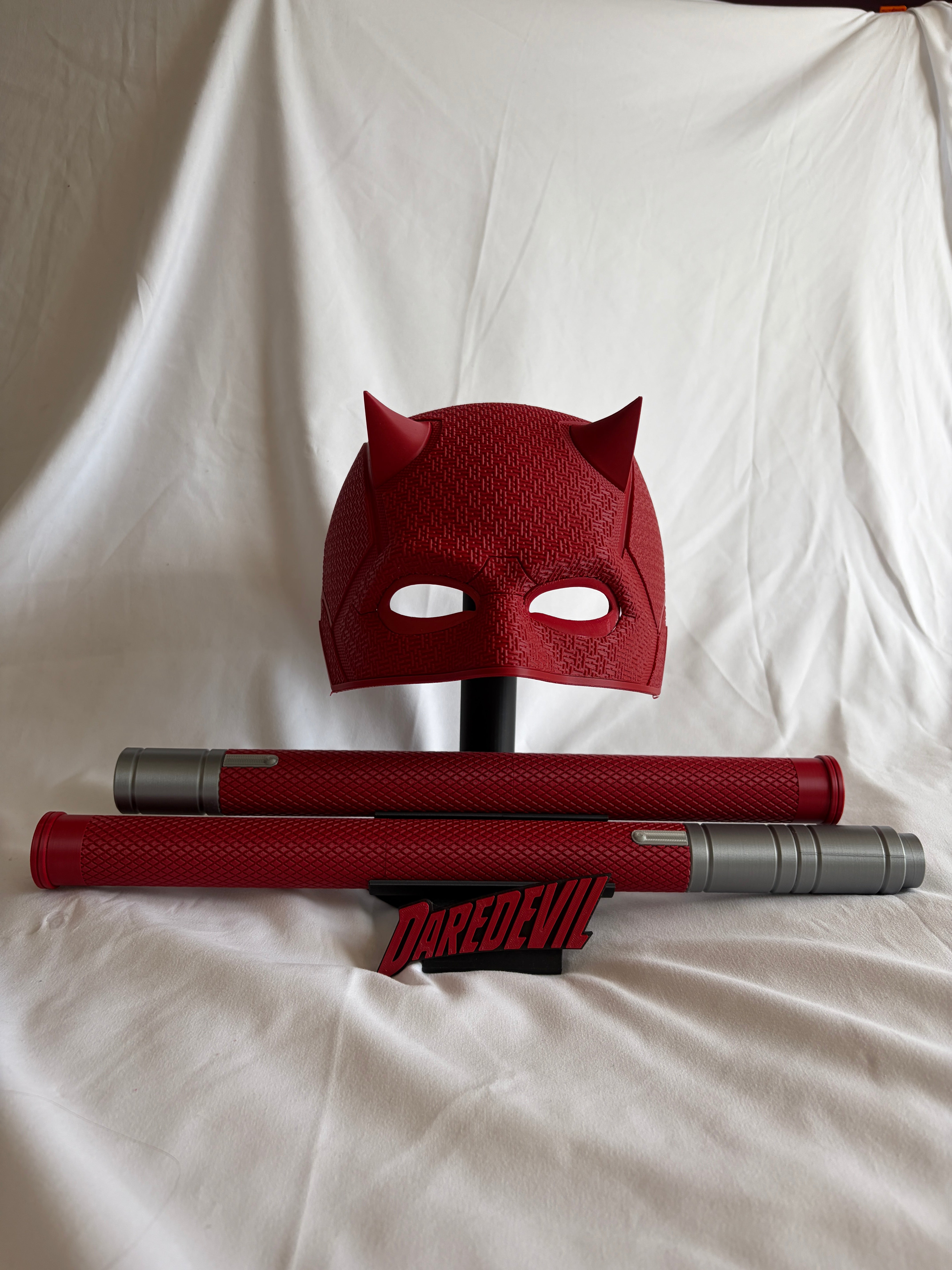 Daredevil Cowl & Billy Clubs Life Size Display 1:1 3D Printed