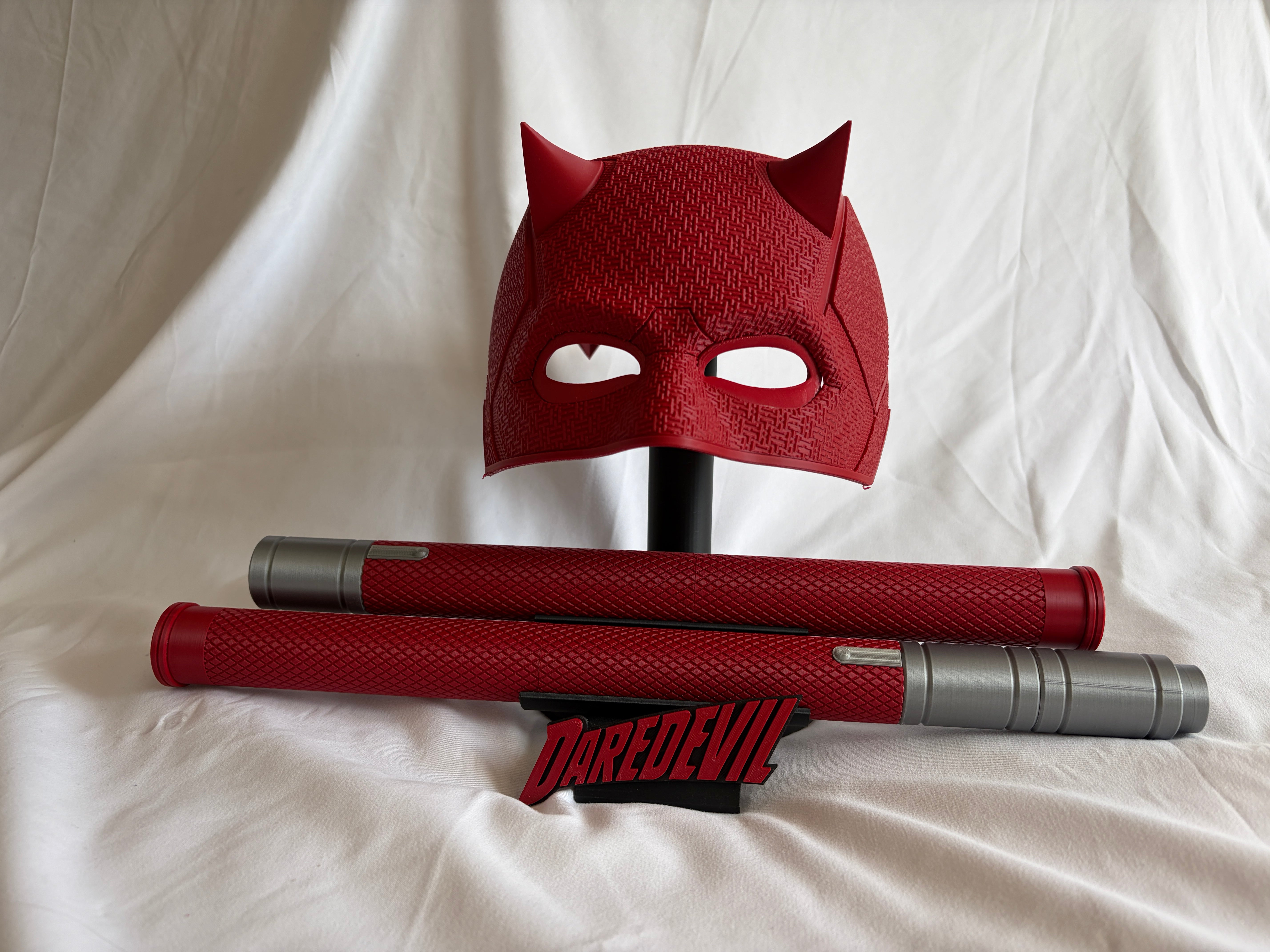 Daredevil Cowl & Billy Clubs Life Size Display 1:1 3D Printed
