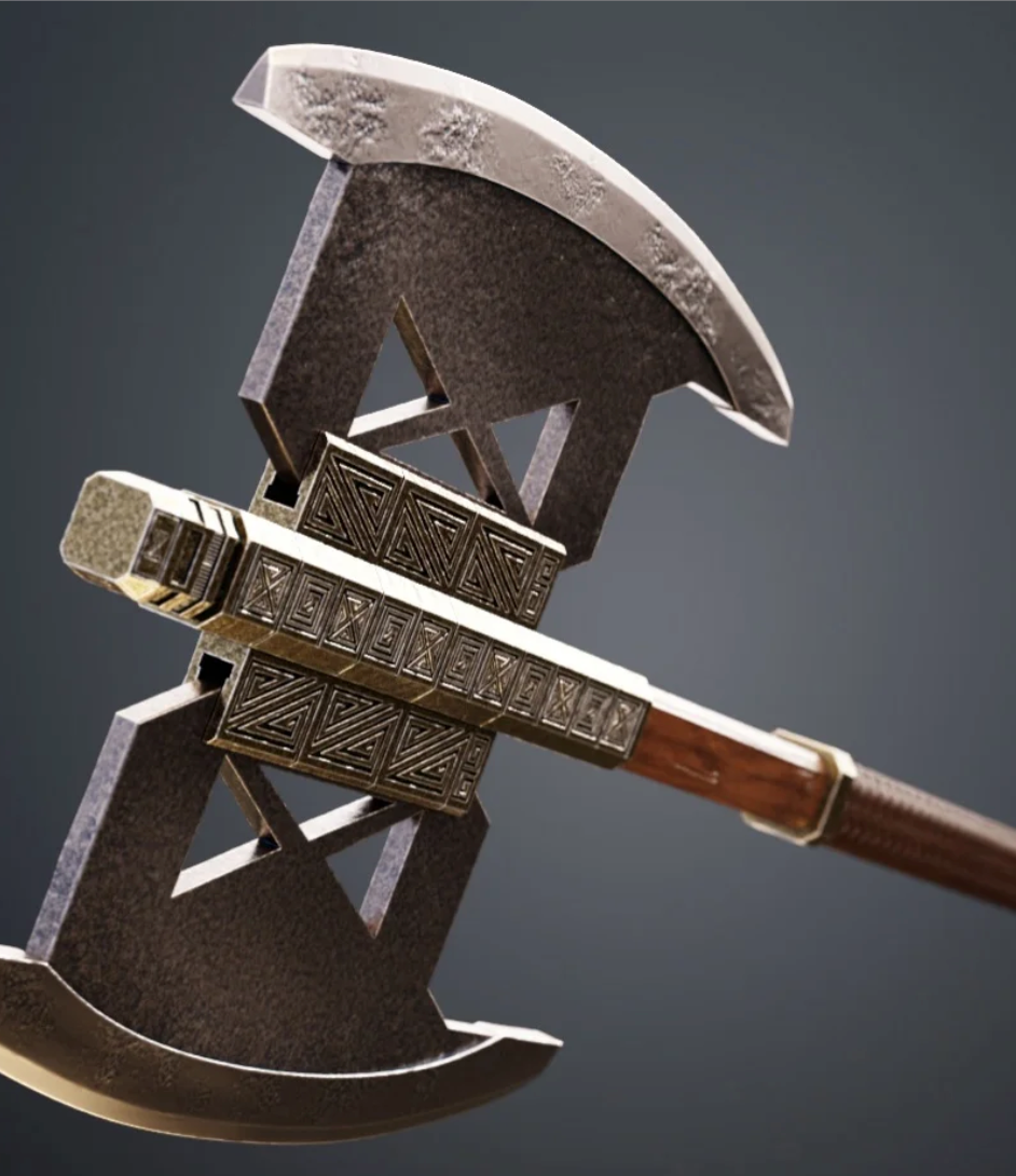 Gimli Double Bladed Battle Axe LOTR Lord Of The Rings Cosplay 1:1 Prop Unpainted