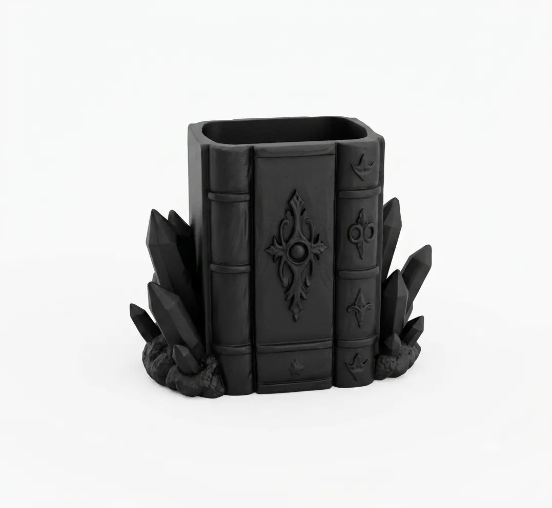 Goth Book Crystal Brush Organizer Pen Holder